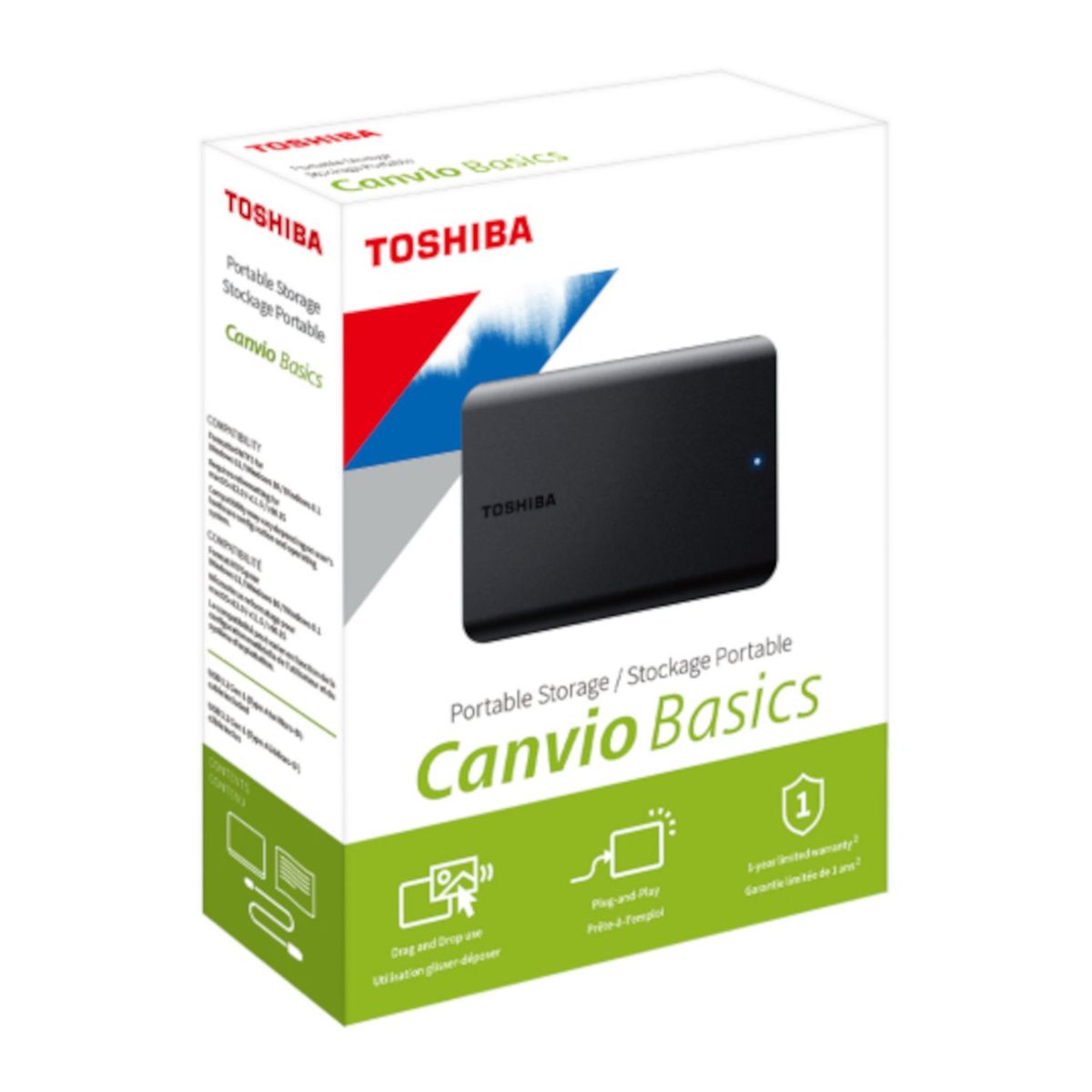 TOSHIBA - Disco Duro Externo Toshiba Canvio Basics  2TB USB 3.2 Negro Mate