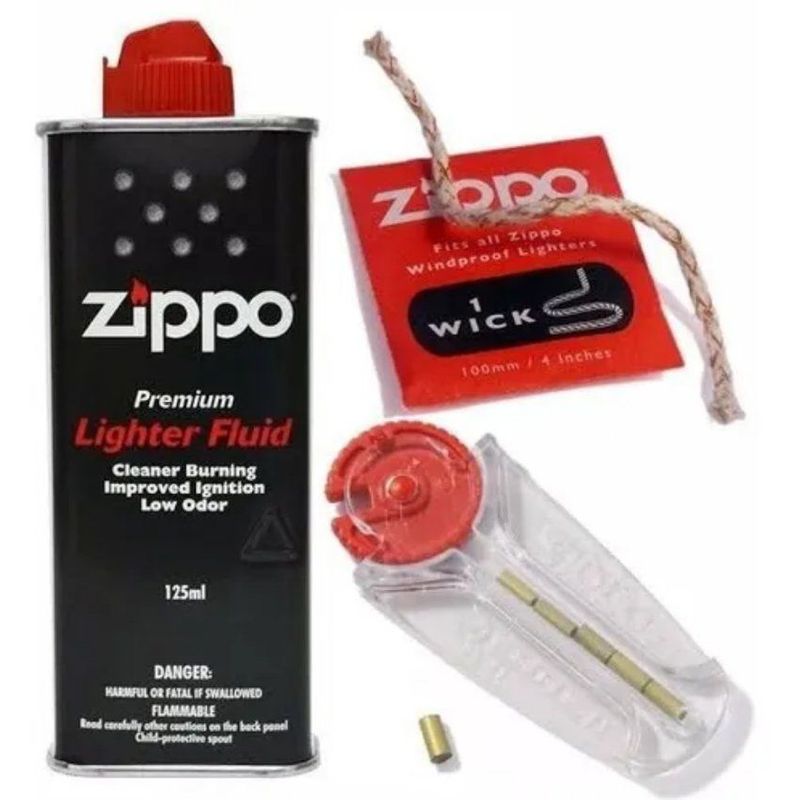 GENERICO - Pack Repuestos Originales para Zippo Mecha Piedra y Líquido
