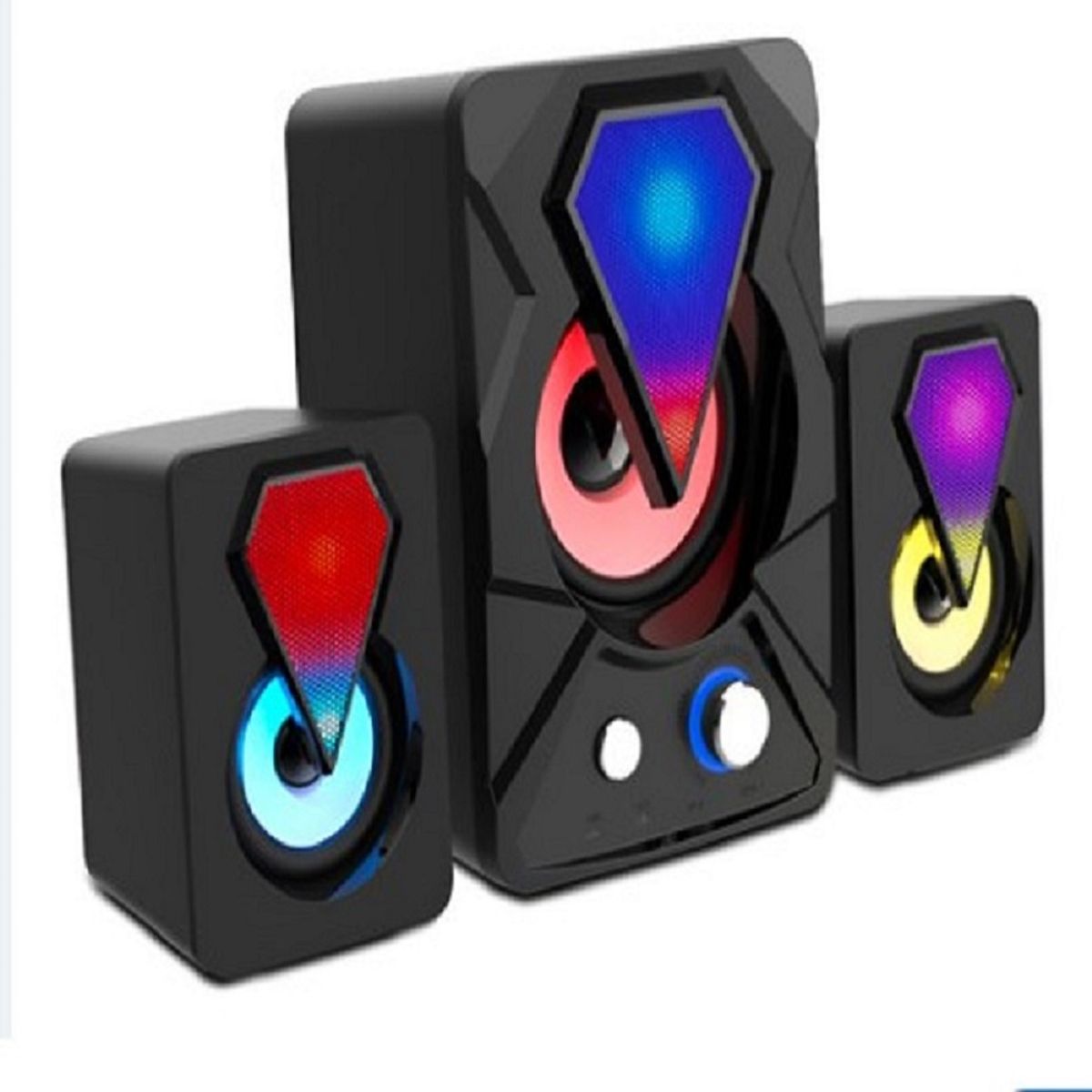 SEISA - Parlante Subwoofer Pc Iluminacion Rgb Cable Aux 35mm Color Negro