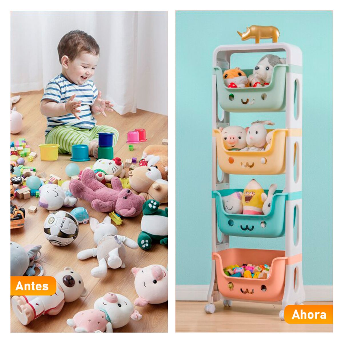 OEM - Organizador Estante Multifuncional 4 Niveles Kawaii Niños.