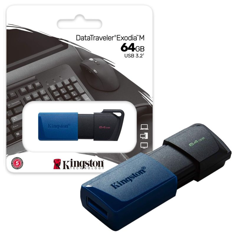 KINGSTON - Memoria USB Kingston 64gb Exodia M Retractil