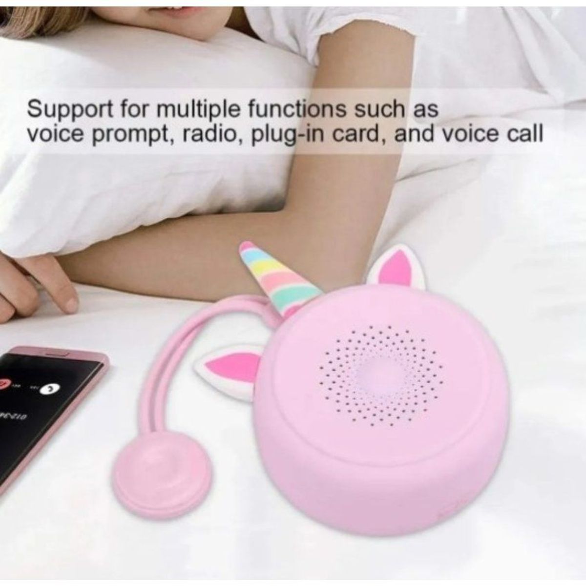 GENERICO - Parlante altavoz bluetooth portátil modelo unicornio - rosado