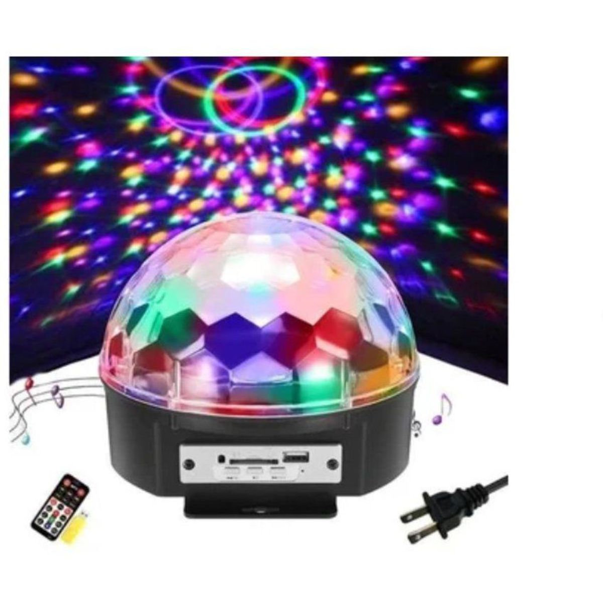 GENERICO - Bola parlante mp3 luces disco sicodélicas + usb+control remoto grande