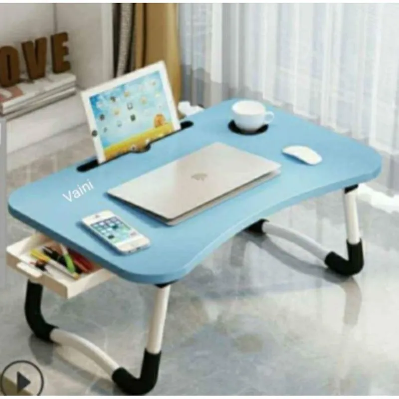 GENERICO - Mesa de laptop plegable con cajon  - celeste de calidad