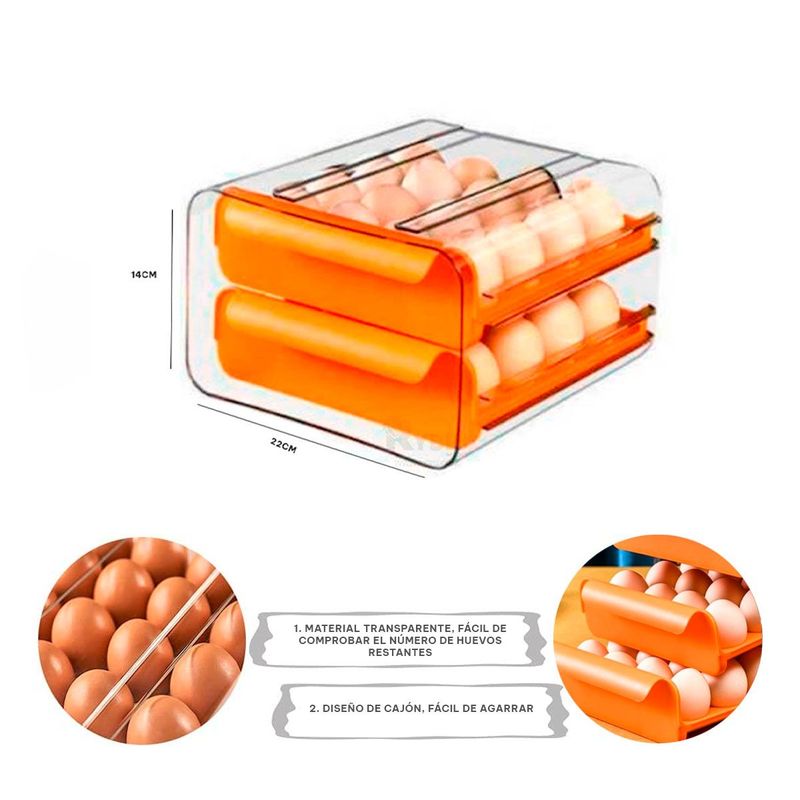 GENERICO - Caja de Almacenamiento Naranja de Huevos Frescos.