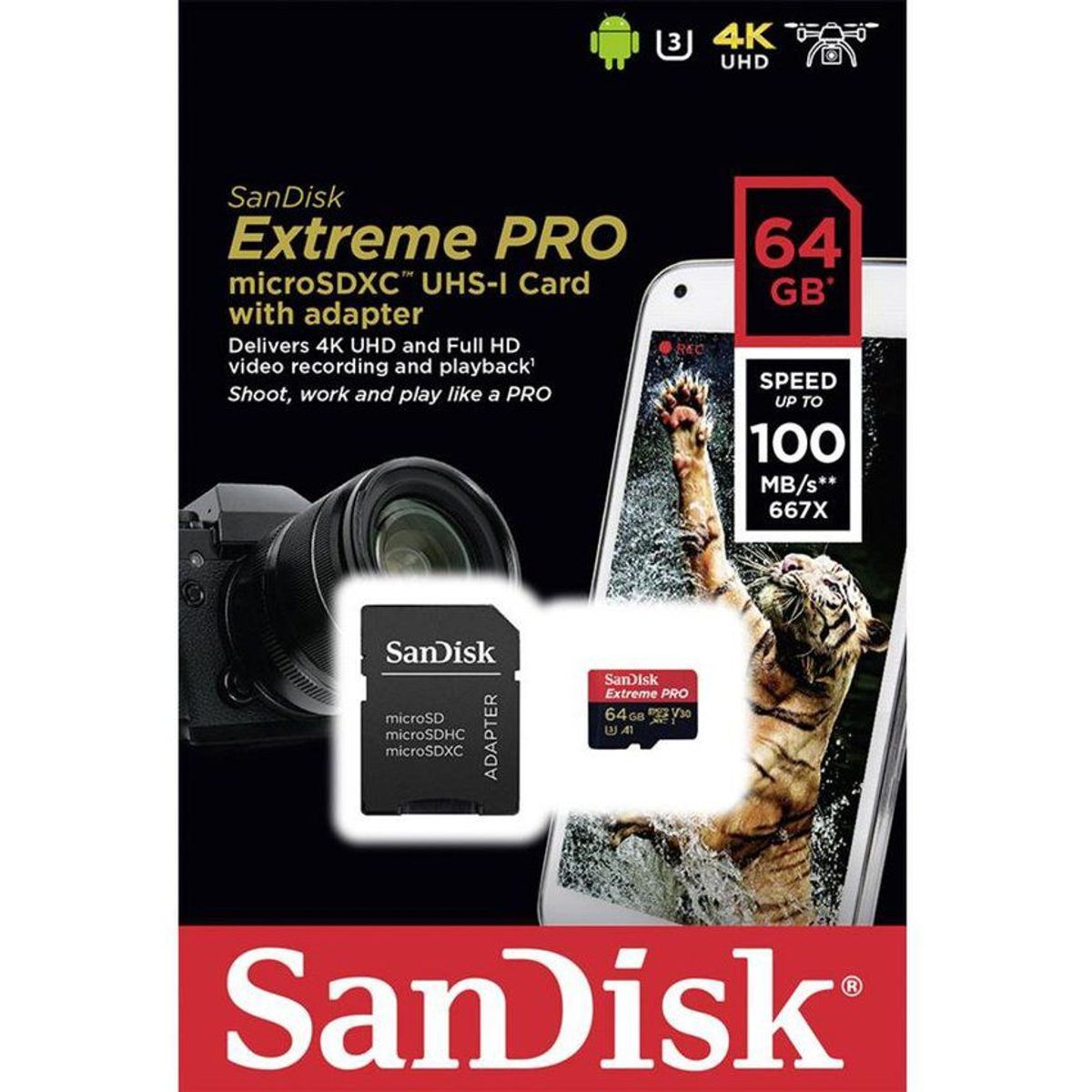 SANDISK - Sandisk  memoria microsd 64Gb extreme pro  4k p/ gopro dron