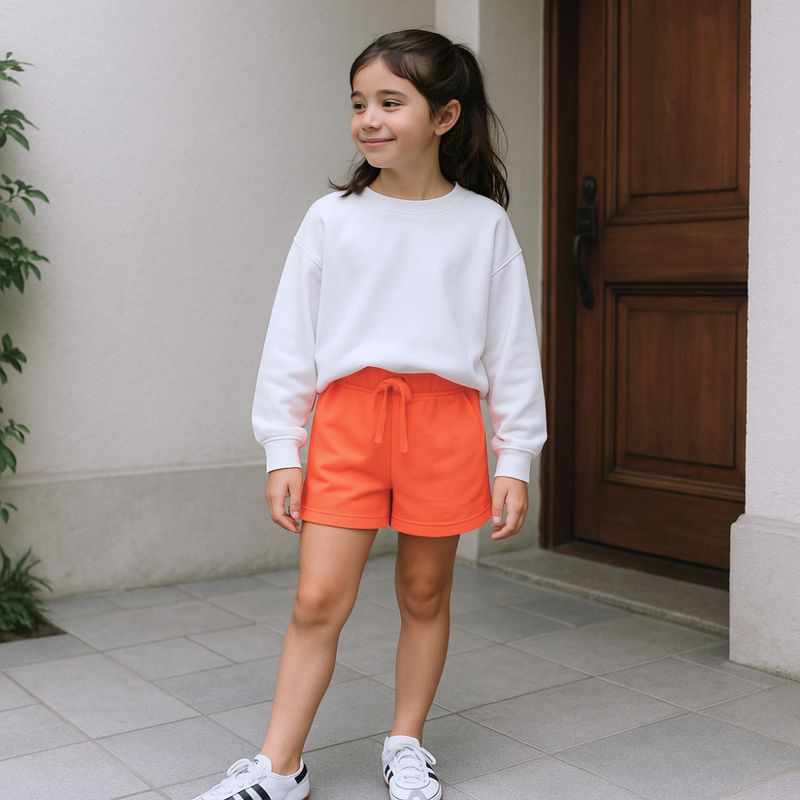 LE PETIT COMPANY - Short Niña Naranja Flúor con bolsillo