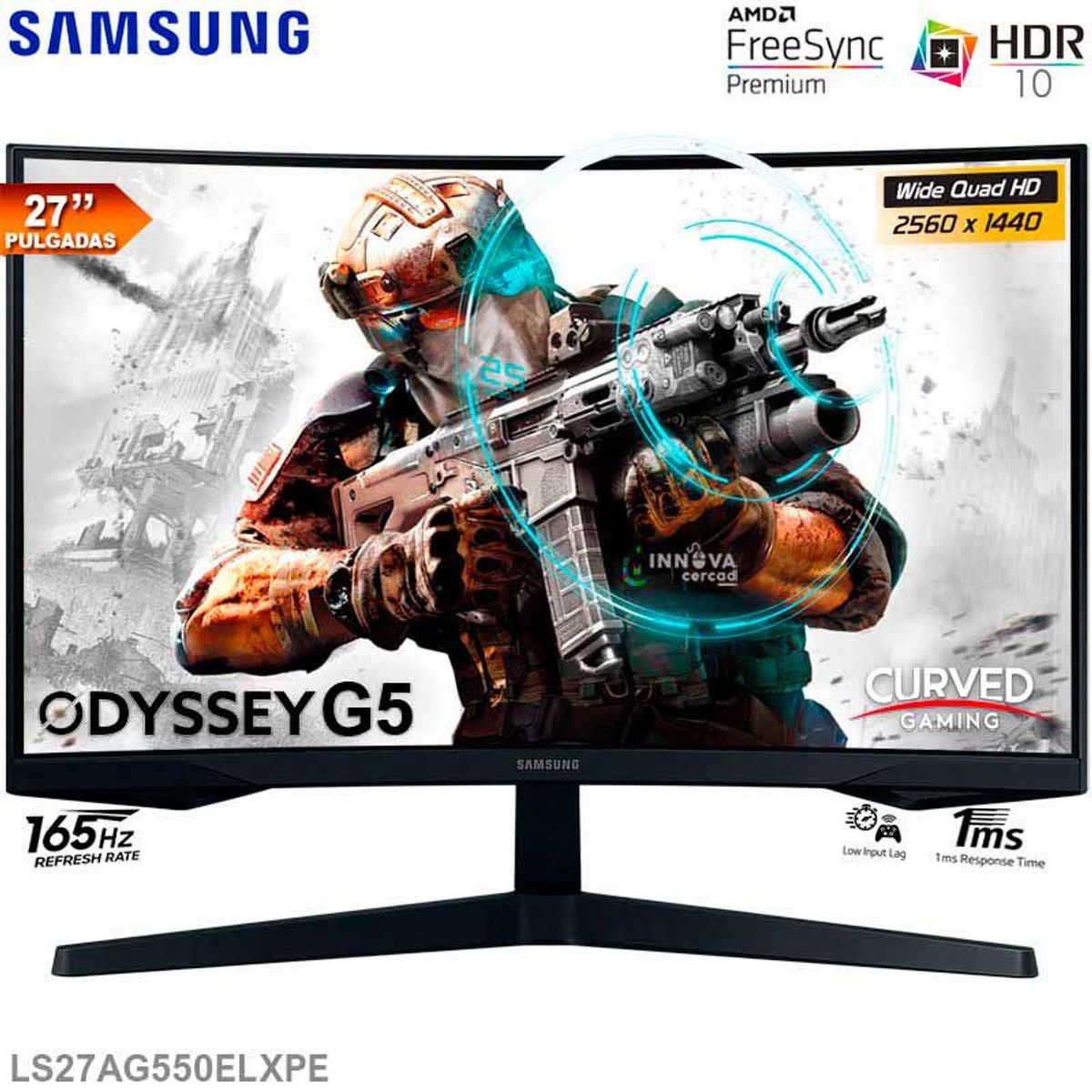 SAMSUNG - MONITOR SAMSUNG LS27AG550ELXPE 27 2K165hz 1Ms HDR10 FreeSync PREMIUM
