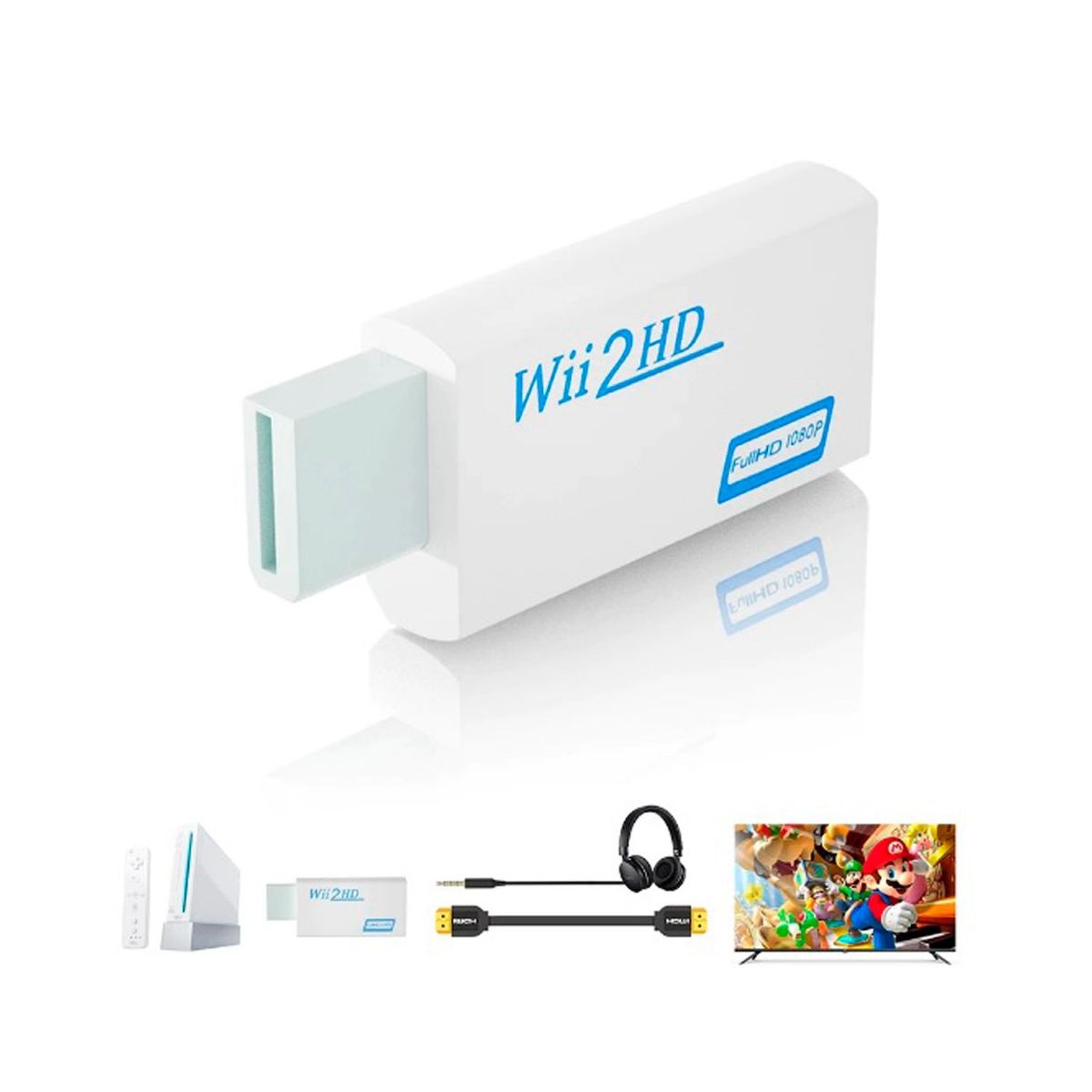 GENERICO - Convertidor Adaptador Para Nintendo Wii A Hdmi Audio 1080p