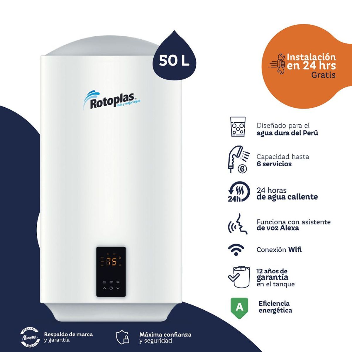ROTOPLAS - Terma de Acumulacion Ecosmart Wifi 50L