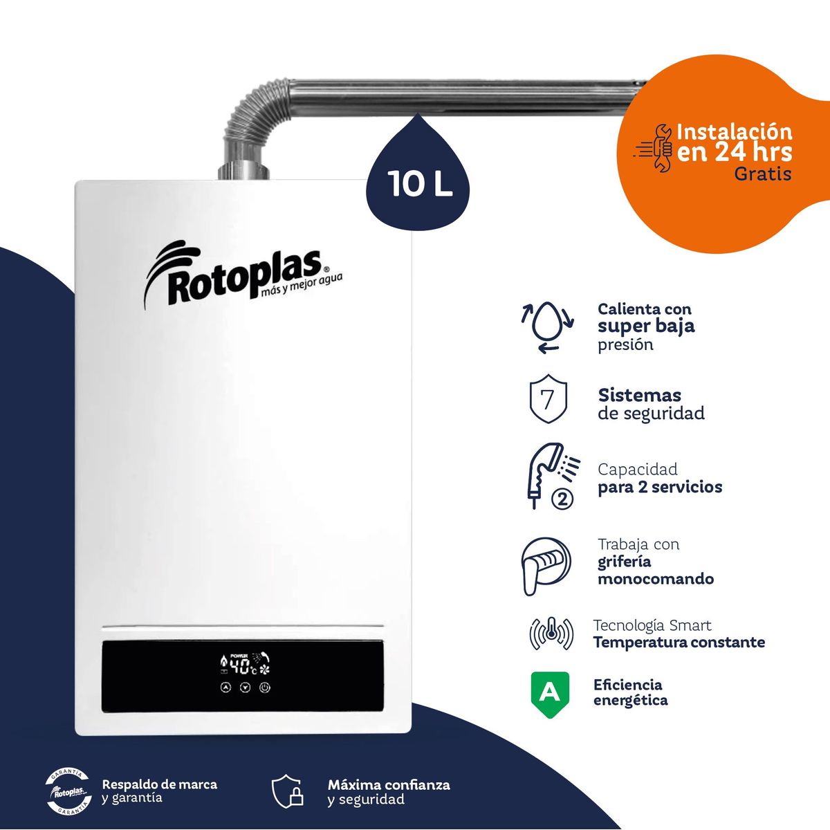 ROTOPLAS - Terma a Gas Confort Max 10L GN