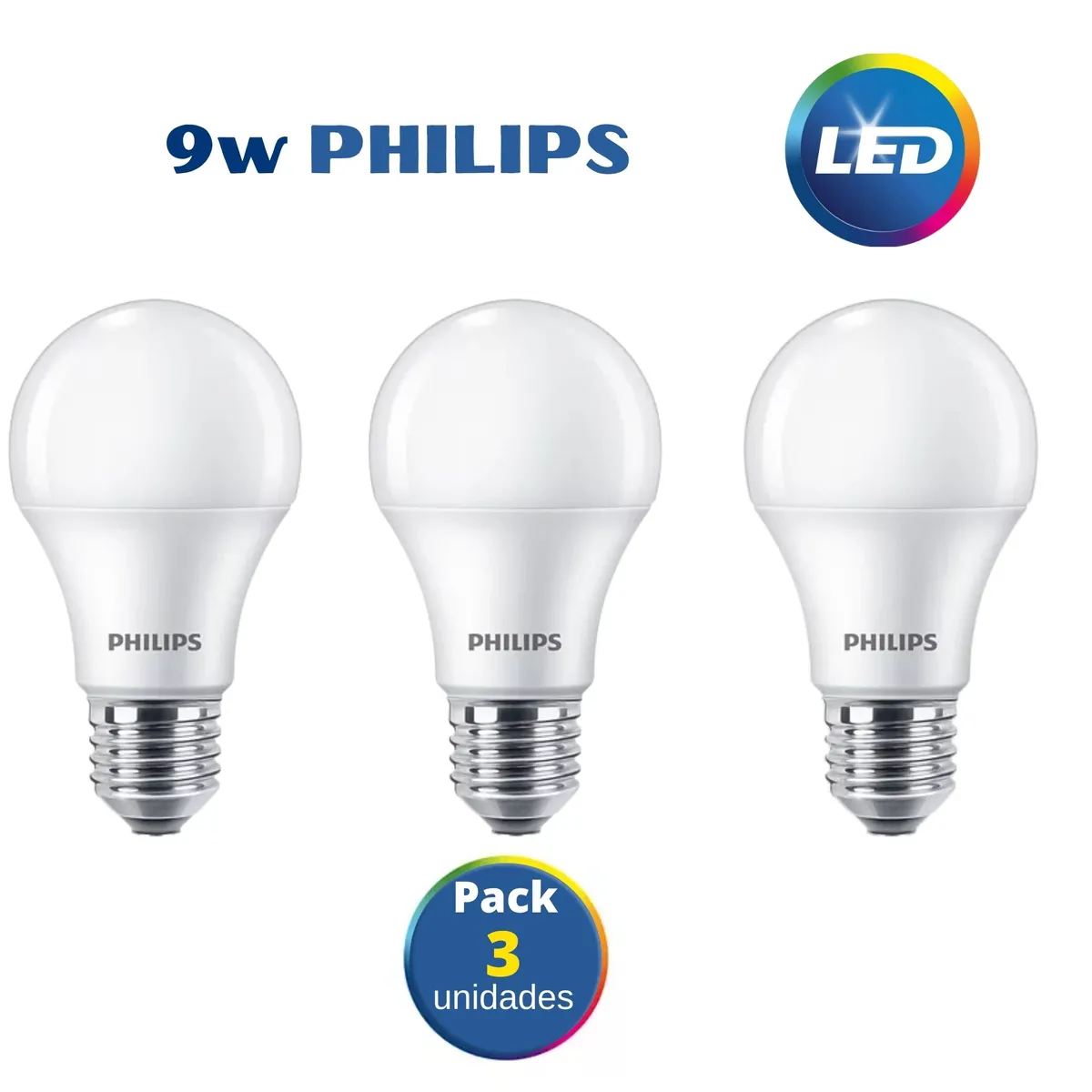 PHILIPS - Foco led philips 9w ecohome / pack 3 unidades.