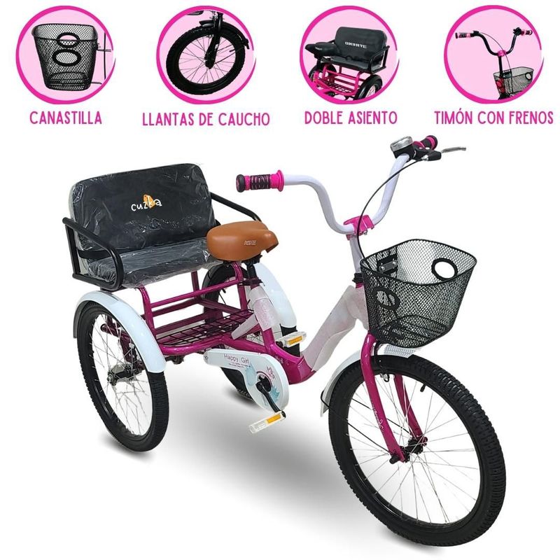 TREND - Triciclo Doble Asiento POWER KIDS «TRENO» Fucsia