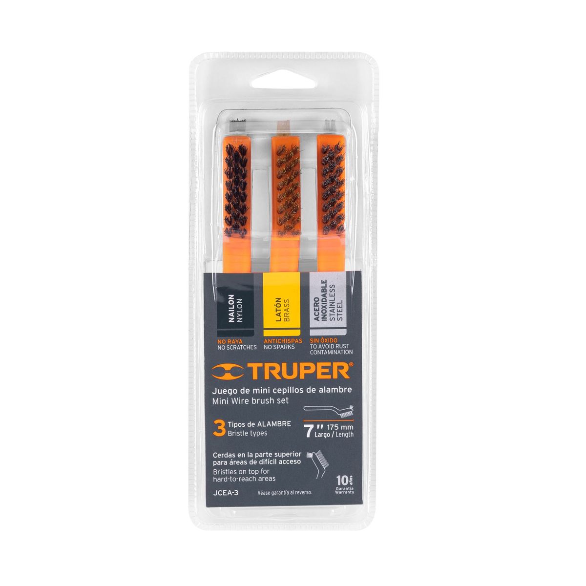 TRUPER - Juego de 3 mini cepillos de alambre, truper