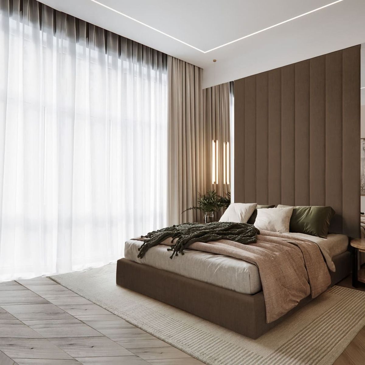 GENERICO - Cama Tapizada Beirut Queen color Moca