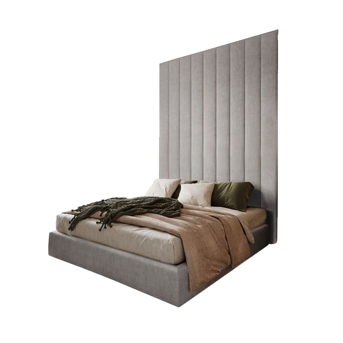 GENERICO - Cama Tapizada Beirut Queen color Plata