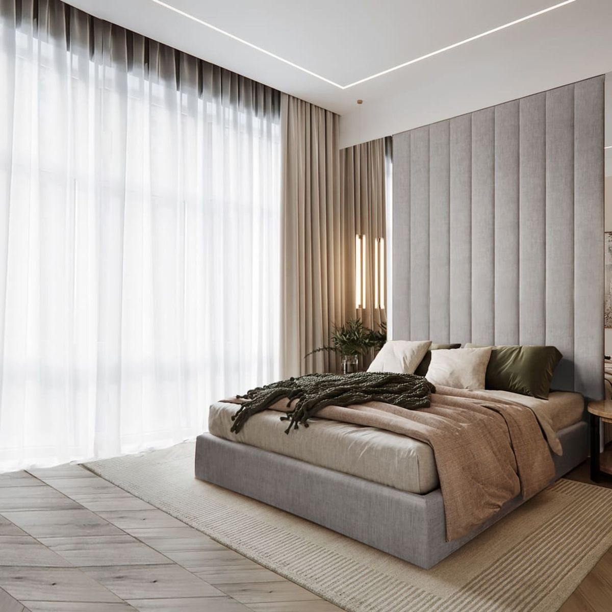 GENERICO - Cama Tapizada Beirut Queen color Plata
