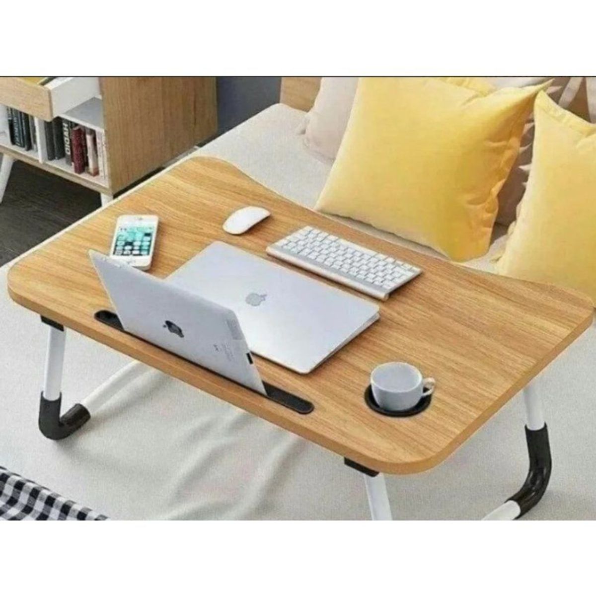 GENERICO - Mesa de laptop plegable  marron con portavaso 100%calidad
