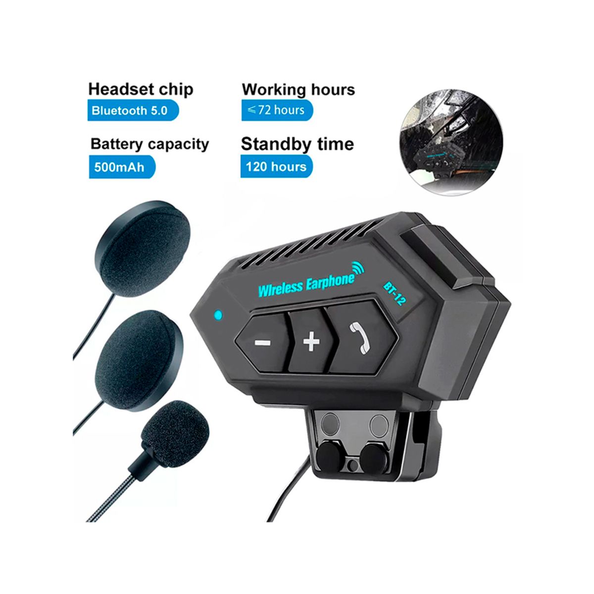 SEISA - Audifono Moto Bluetooth Para Casco manos libres Bt12