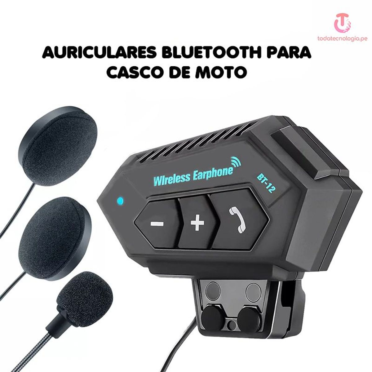 GENERICO - Auriculares Inalámbricos Bluetooth Para Casco Moto manos libres Bt12