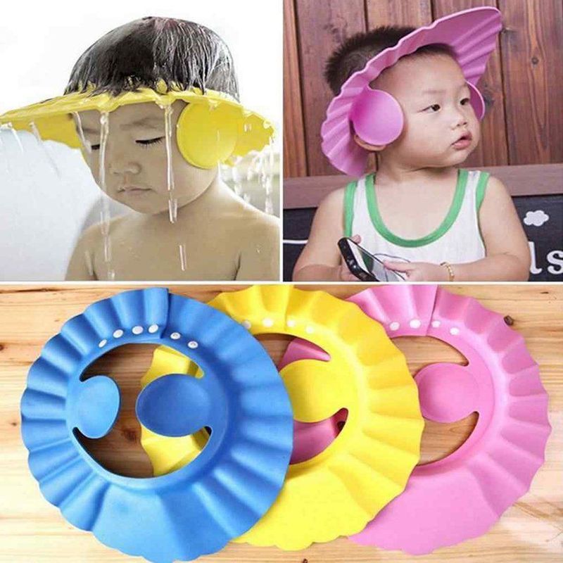 GENERICO - Gorro de Baño Para Bebés con Protector de Orejas Rosado.
