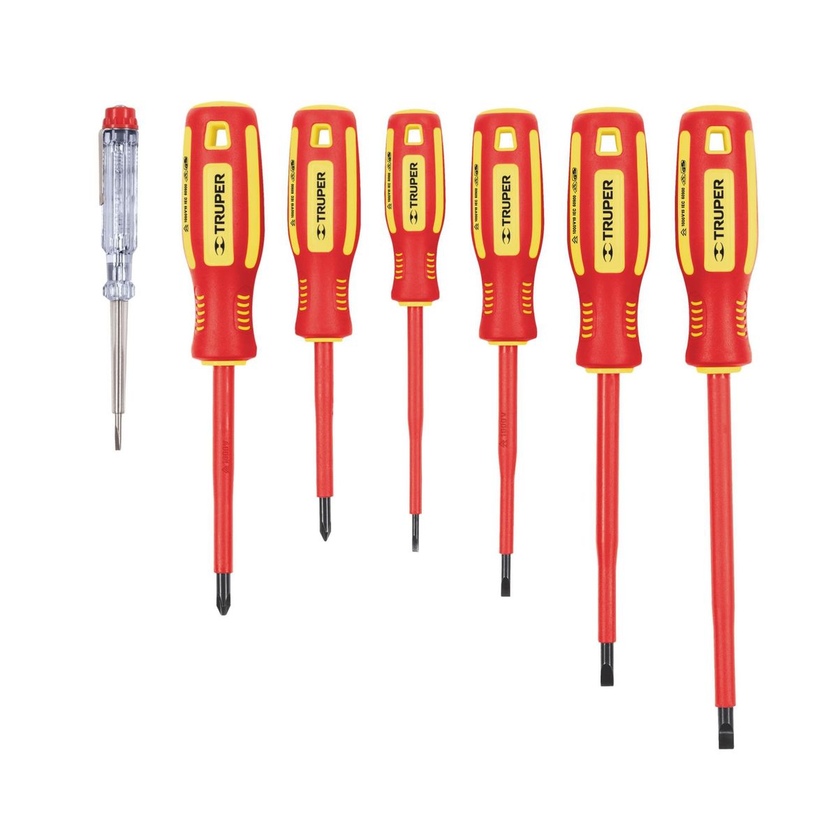 TRUPER - kit desarmadores dieléctricos 1000V y probador de corriente Truper