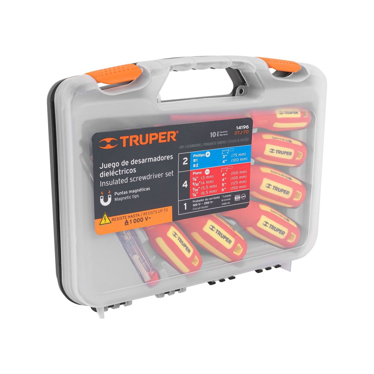 TRUPER - kit desarmadores dieléctricos 1000V y probador de corriente Truper
