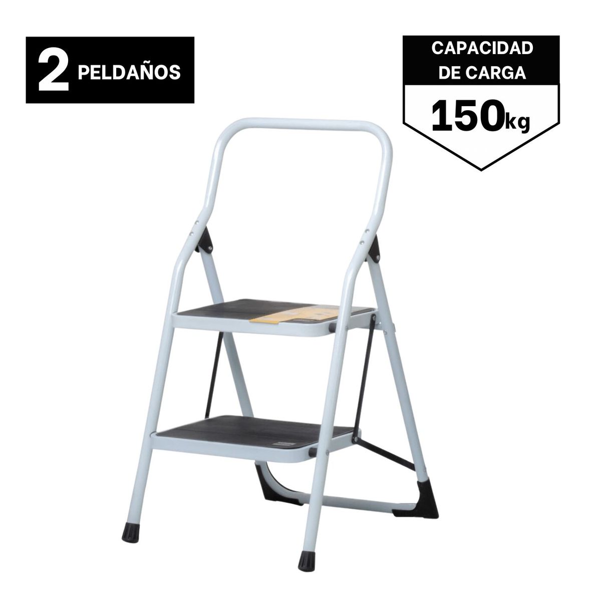 PRETUL - Escalera tubular plegable 2 peldaños de acero Pretul