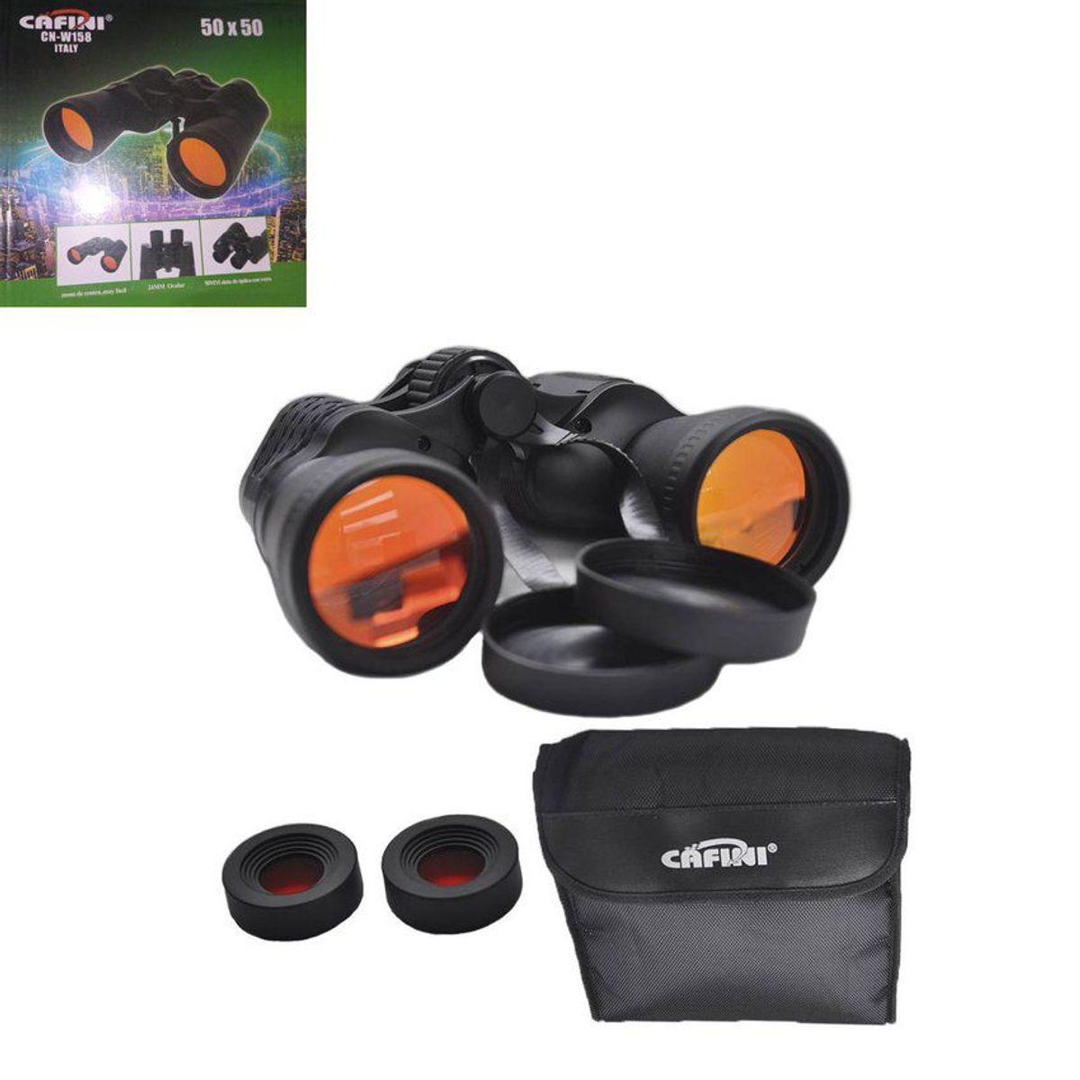 RUNNING SPORT PERU - Binocular largo alcance 50x50 caza pesca campamento- negro 