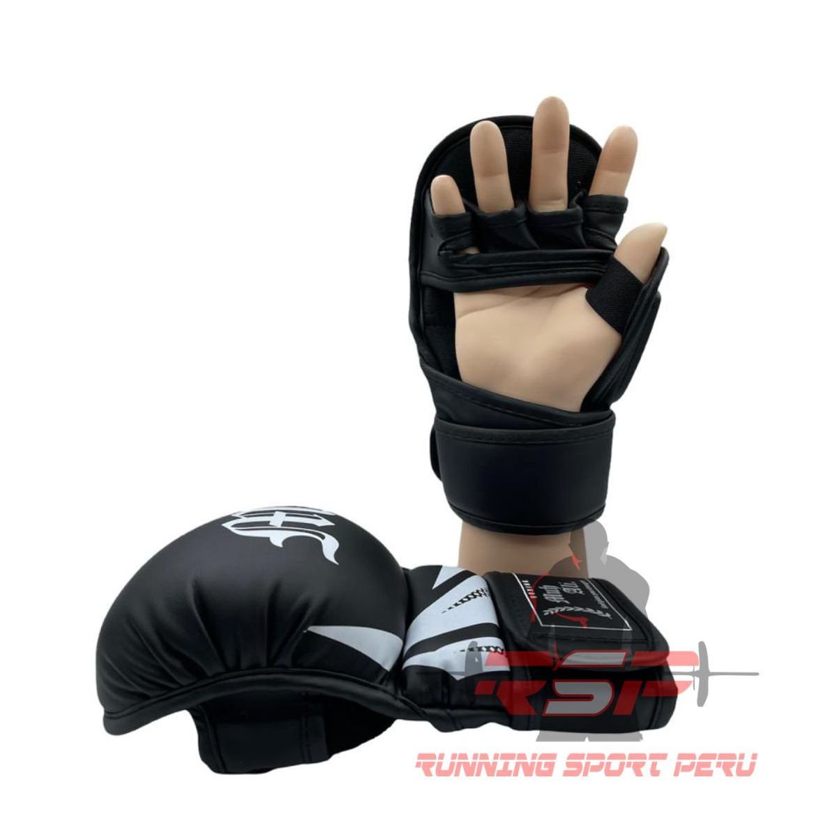 RUNNING SPORT PERU - Guantes Sparring Kick Boxing Mma NegroBlanco Talla M