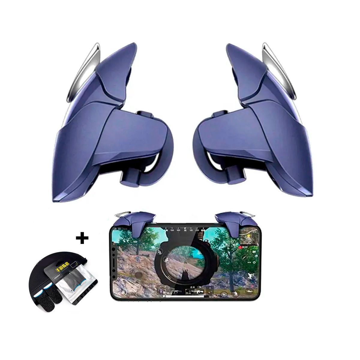 GENERICO - Gatillos Gamer Para Smartphone Blue Shark.