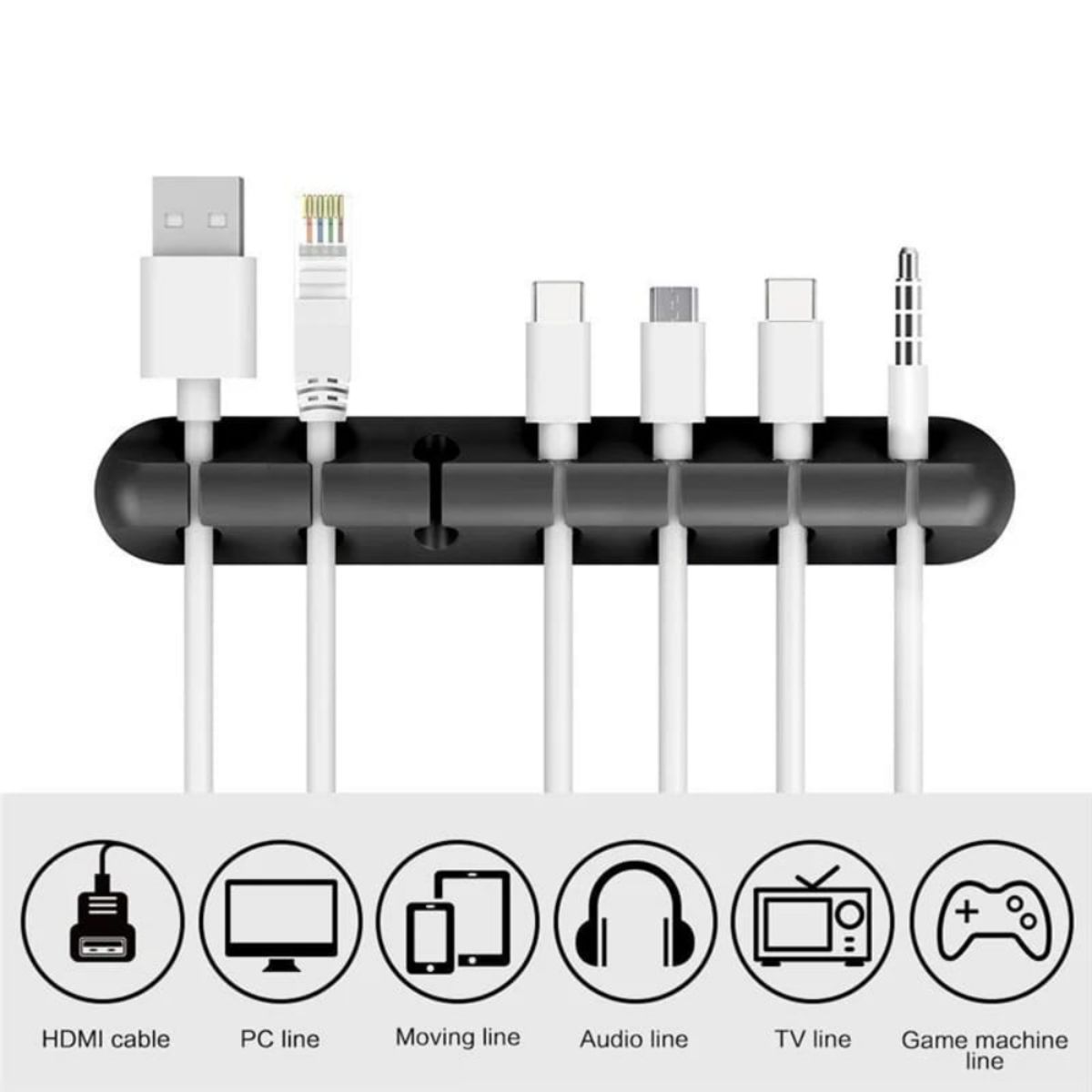 ELMEJORPRECIO - Set de 2 Organizador De Cables Adhesivo Parra Escritorio