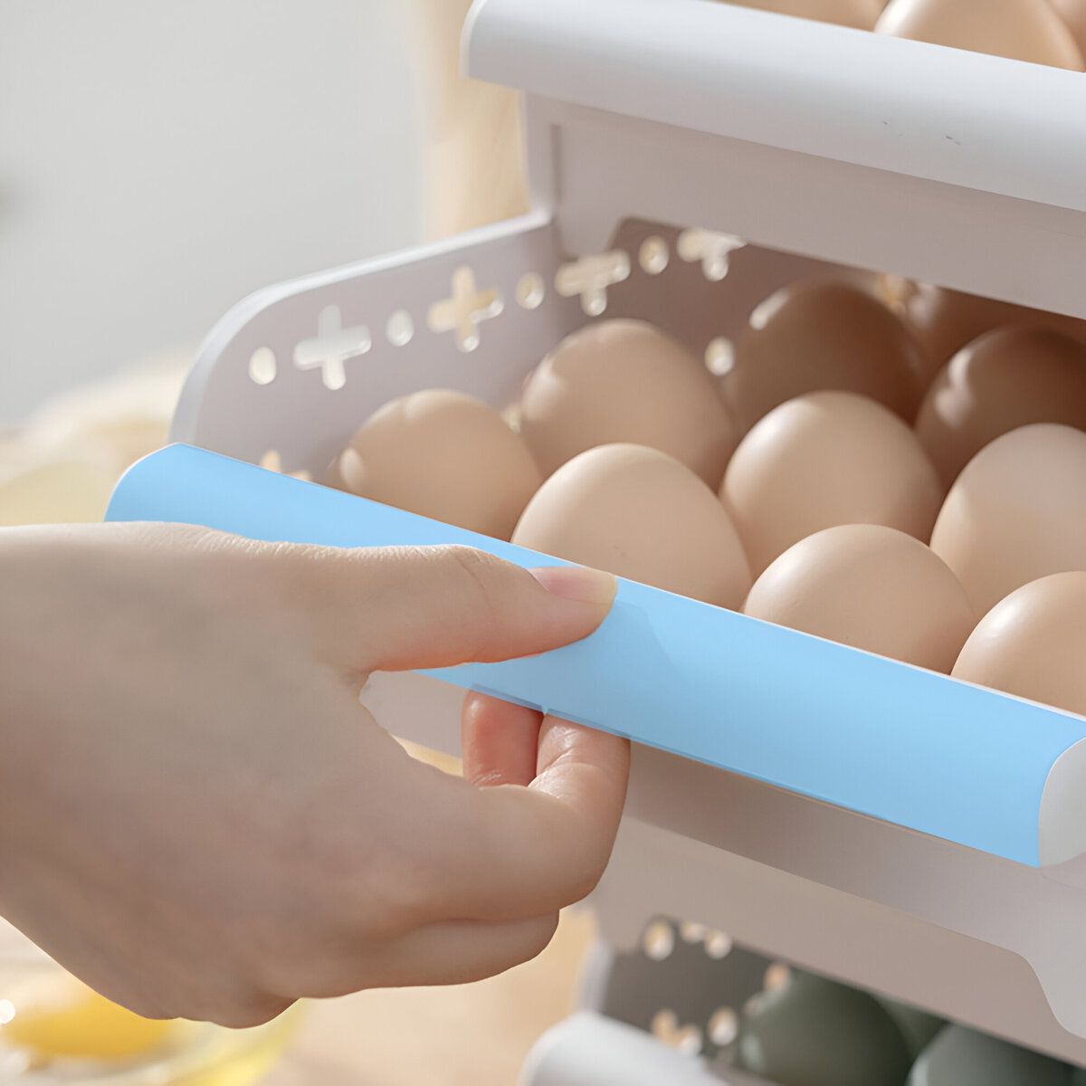 ELMEJORPRECIO - Bandeja Porta Huevos Organizador De Cocina De 2 Niveles Apilable