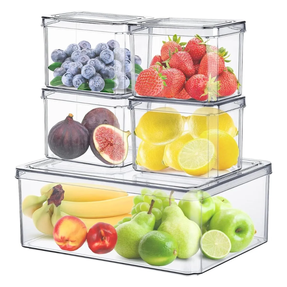 ELMEJORPRECIO - Set De 5 Tápers Organizadores Para Refrigerador Cocina