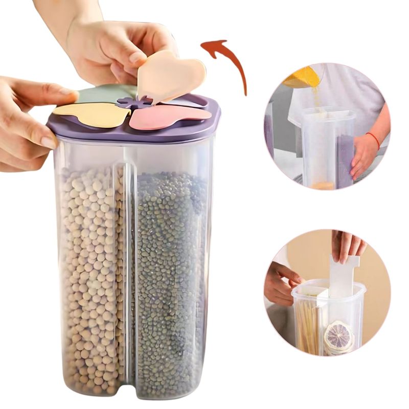 ELMEJORPRECIO - Táper de 4 Divisiones 2900 ml Modelo Tapa Flor