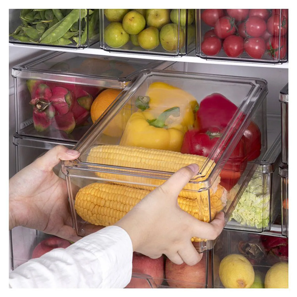 ELMEJORPRECIO - Set De 5 Tápers Organizadores Para Refrigerador Cocina