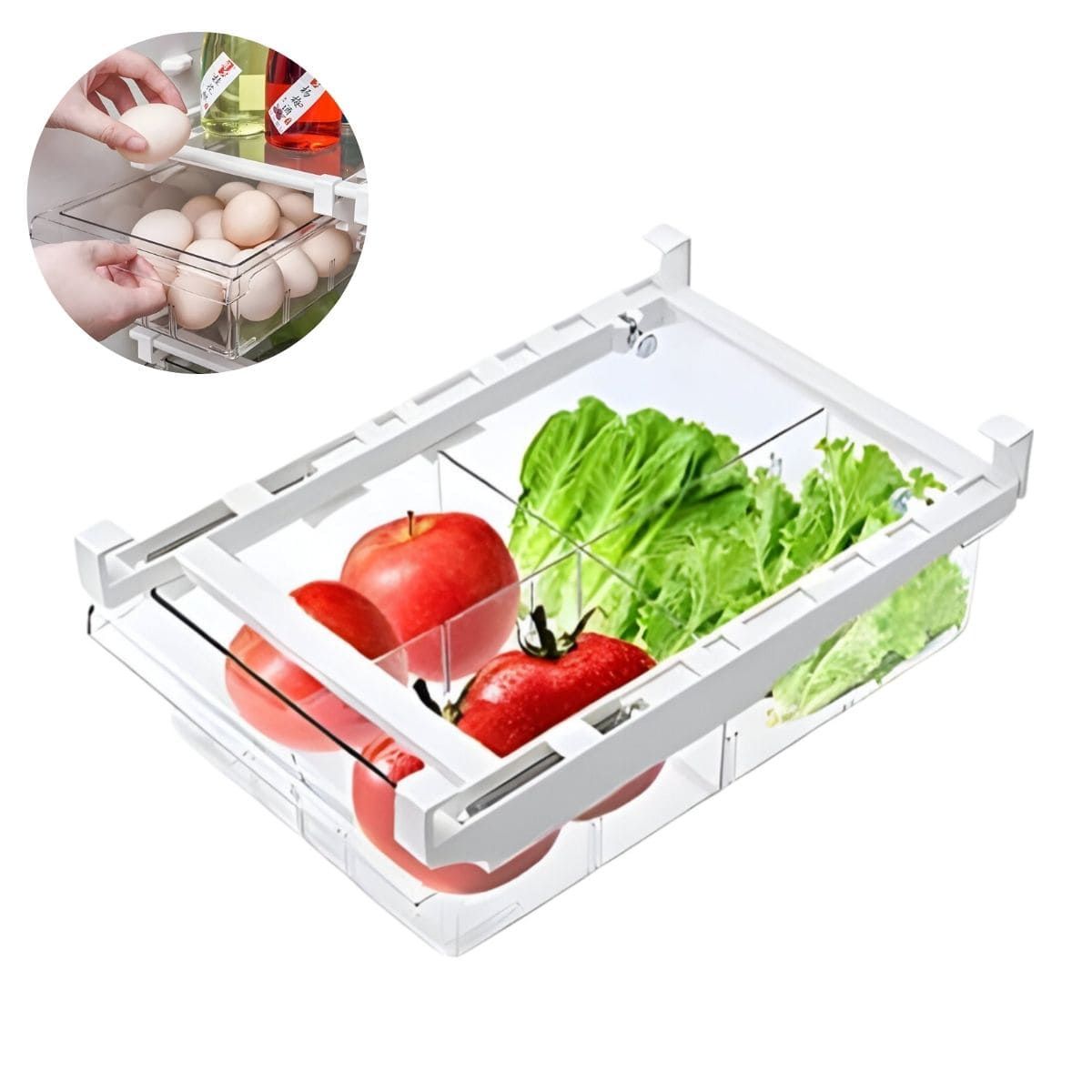 ELMEJORPRECIO - Organizador De Refrigerador Con Cajón Ajustable