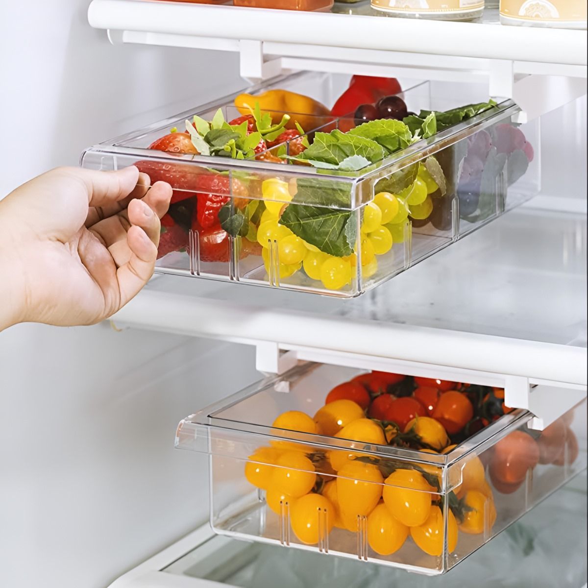 ELMEJORPRECIO - Organizador De Refrigerador Con Cajón Ajustable