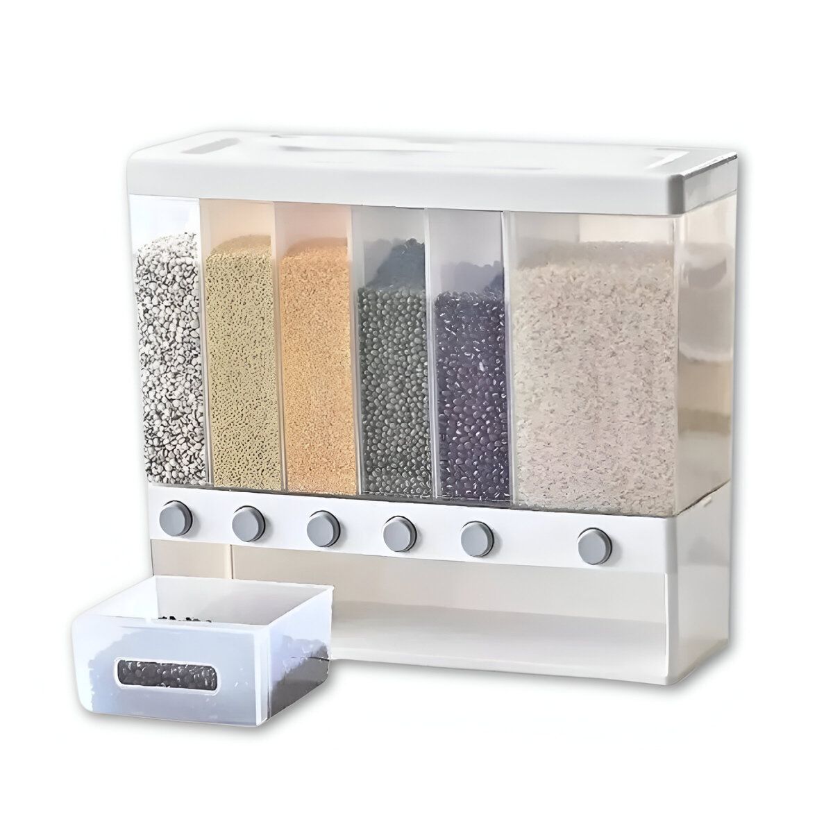 ELMEJORPRECIO - Organizador Dispensador De Arroz Menestras 6 Divisiones