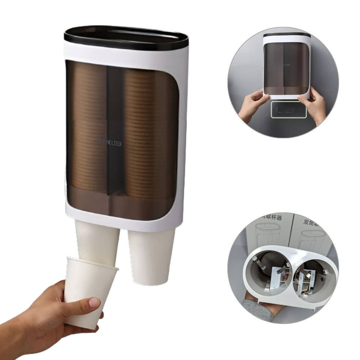 ELMEJORPRECIO - Dispensador De Vasos Adhesivo 2 Filas