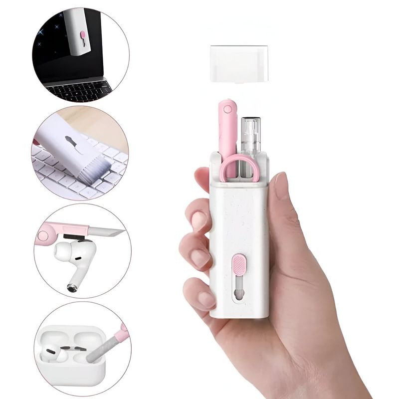 ELMEJORPRECIO - Kit De Limpieza 7 En 1 Para Celular Computadora Rosado