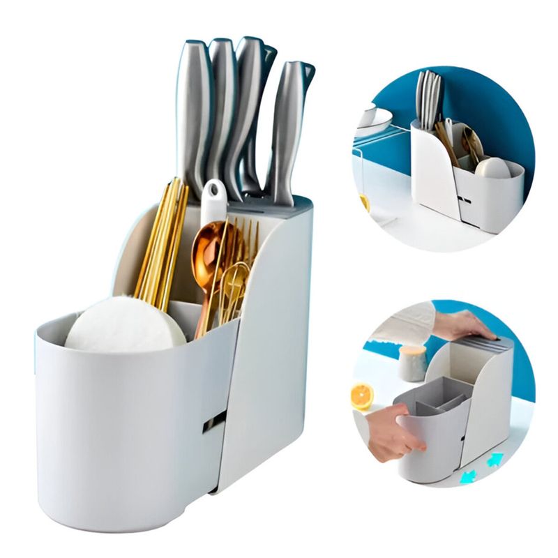 ELMEJORPRECIO - Porta Cuchillos Y Cubiertos Extensible Organizador De Cocina