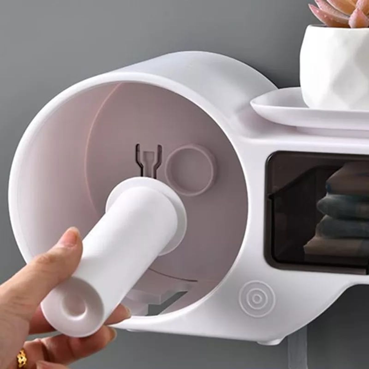 ELMEJORPRECIO - Dispensador de Papel Higiénico Modelo Radio Con Cajón y Adhesivo