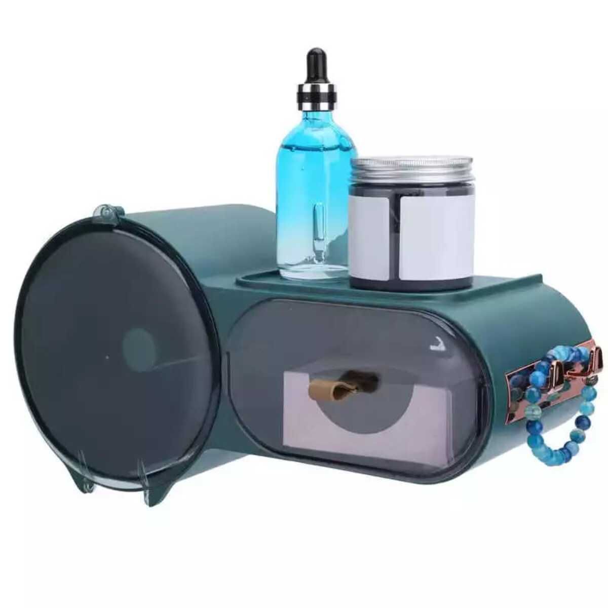 ELMEJORPRECIO - Dispensador de Papel Higiénico con Cajón y Tapa Magnética Verde