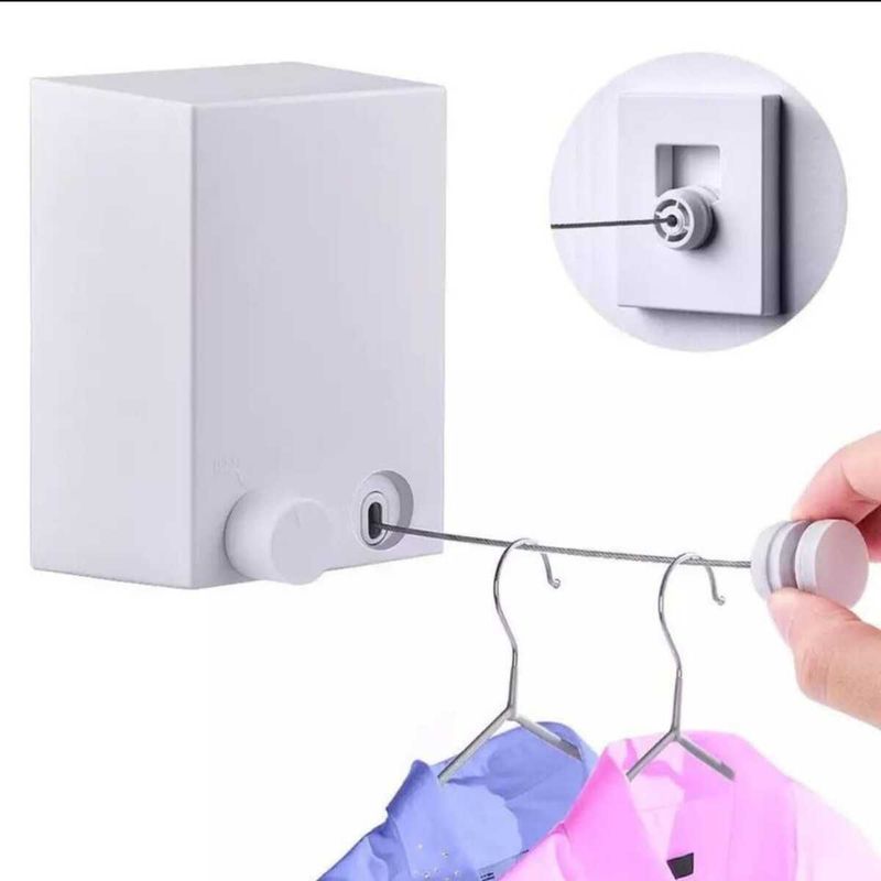 ELMEJORPRECIO - Tendedero De Ropa Retráctil Ahorrador De Espacio Blanco