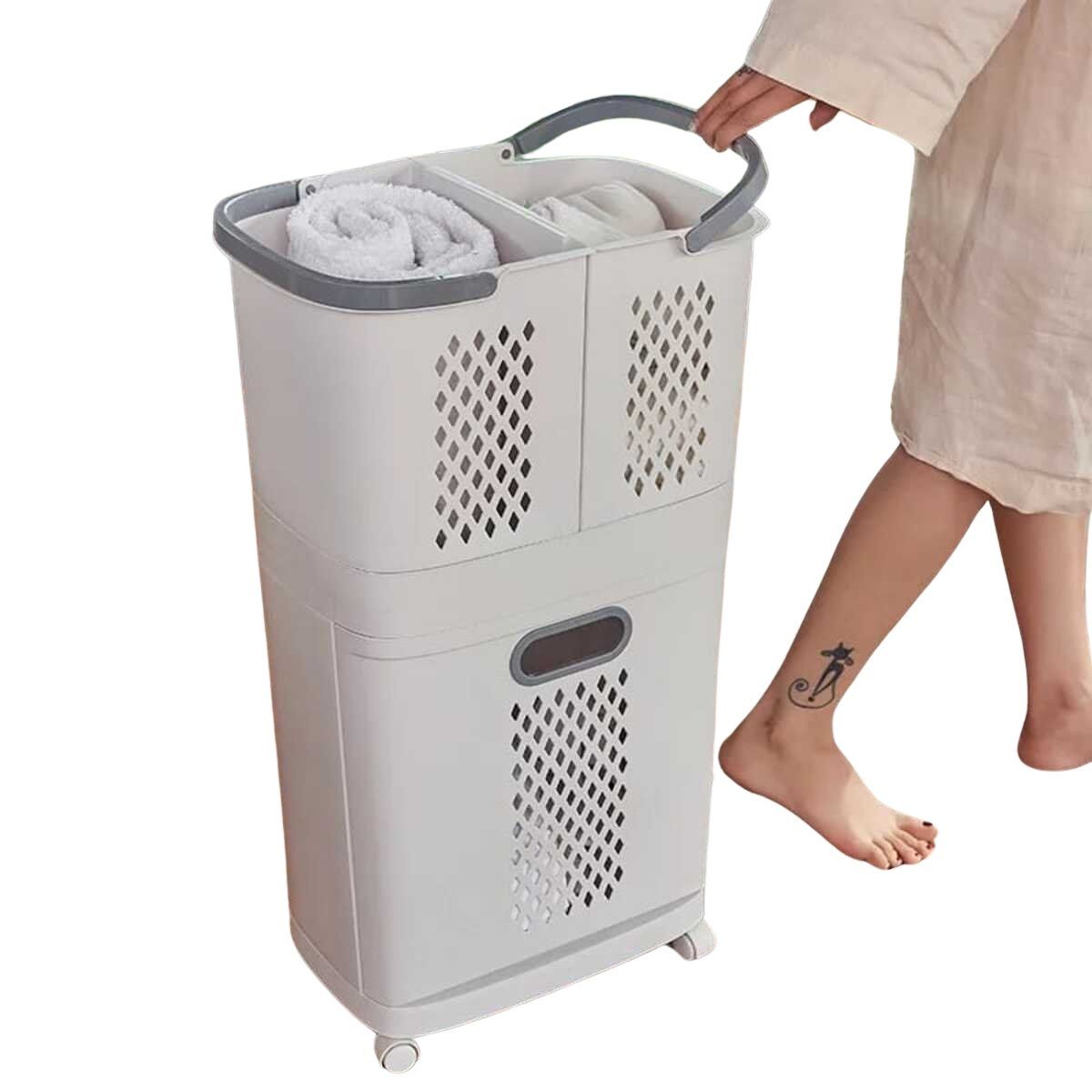 ELMEJORPRECIO - Estante de Lavandería Organizador 3 Divisiones de Almacenamiento