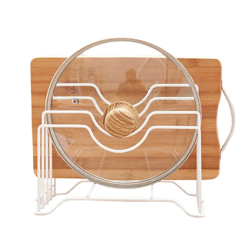 ELMEJORPRECIO - Organizador De Cocina Porta Tapas Tabla De Picar Cuchillos Blanco