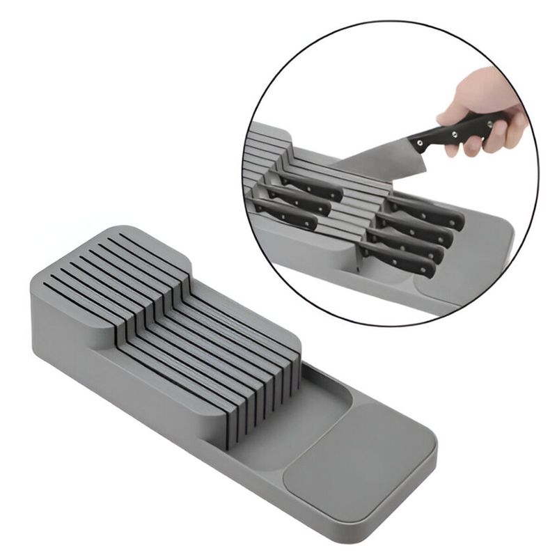 ELMEJORPRECIO - Porta Cuchillos Modelo Lineal Para Cajones Gris