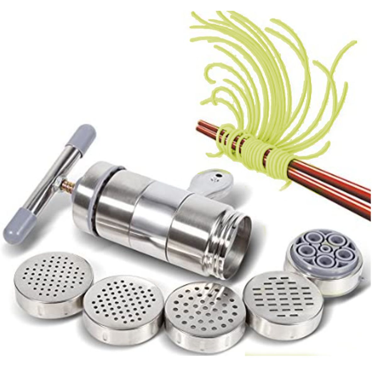 GENERICO - Maquina Fideos Caseros Acero Inoxidable 2 EN 1 FIDEOS EXPRIMIDOR