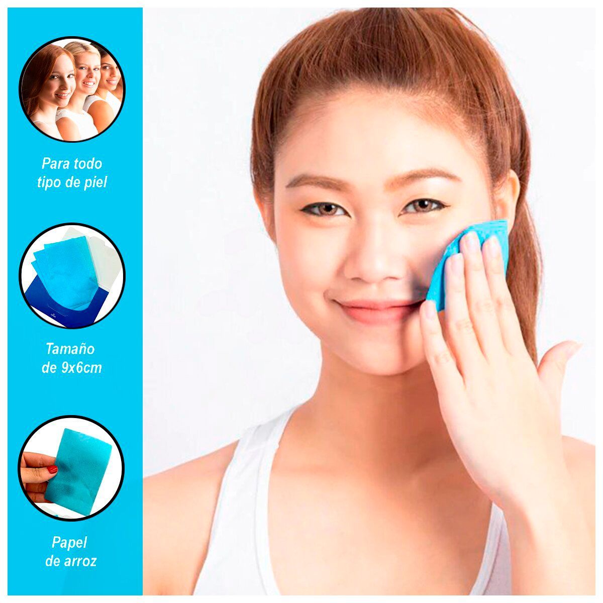 SASARU - Papel facial Anti Oleosidad con Ácido Hialurónico Pack de 3